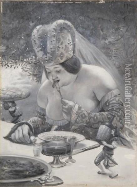Le Repas De Gargamelle Oil Painting - Louis Chalon