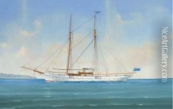A Steam Yacht Of The Royal Northern Yacht Club; And Under Reducedsail In A Squall Oil Painting - Luigi Roberto