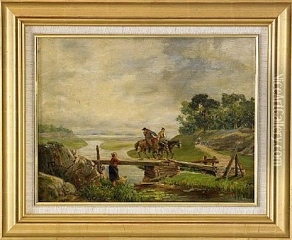 Landskap Med Ryttare Oil Painting - Fritz Ludvig von Dardel