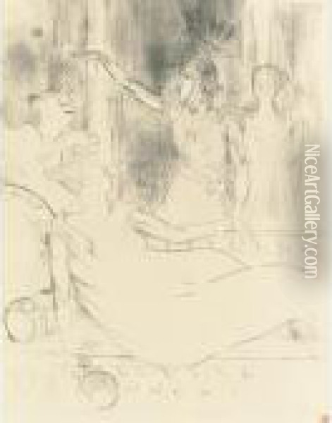 Dans 'la Belle Helene' (d. 114; A. 321; W. 331; Adr. 358) Oil Painting - Henri De Toulouse-Lautrec