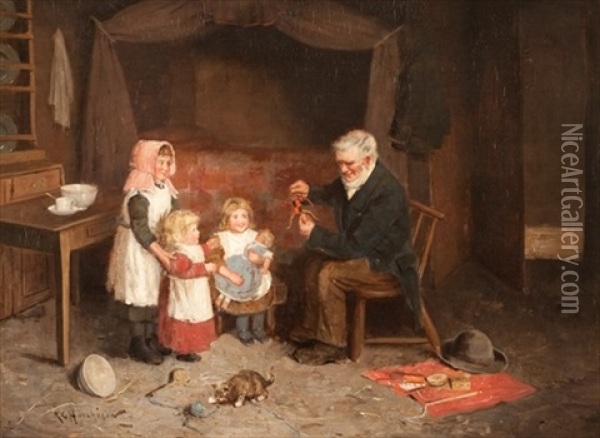 The Puppeteer Oil Painting - Robert Gemmell Hutchison