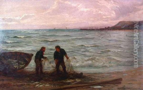 Mending The Nets Oil Painting - John Chalmers
