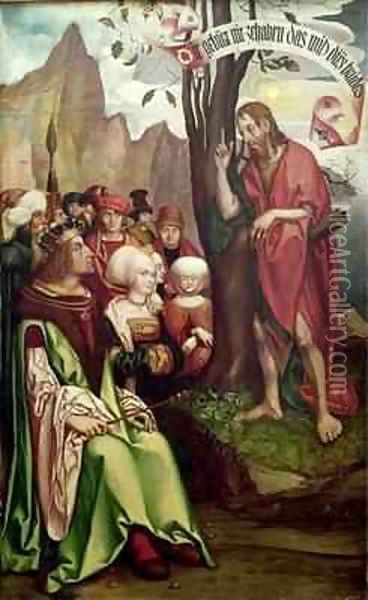 St John the Baptist Preaching Before Herod Oil Painting - Hans Fries