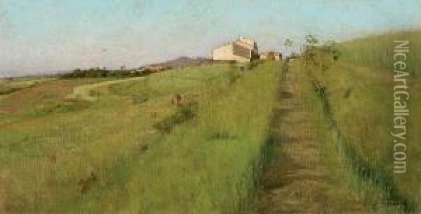 Paesaggio Con Casolare Oil Painting - Adolfo Tommasi