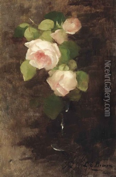 A Vase Of Roses Oil Painting - Louise Ellen Perman