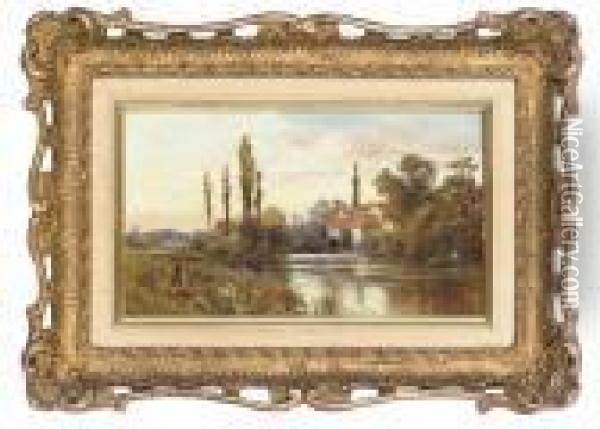 Iffley On Thames; And A Norfolk River Oil Painting - Alfred Augustus Glendening