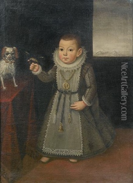 Portrait Of A Young Boy In Grey Costume With A White Lace Ruff And A Medallion Oil Painting - Tiberio (Valerio) di Tito