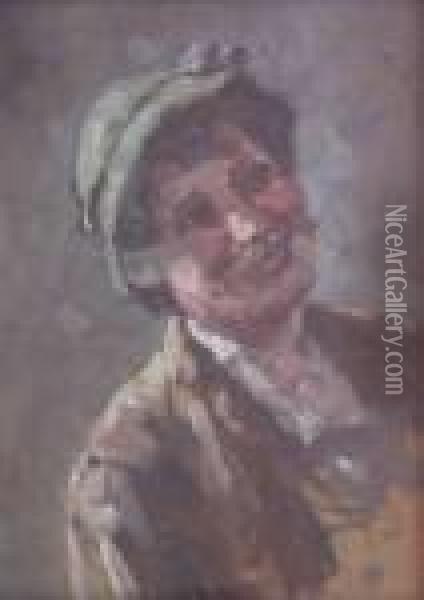 Portrait Eines Lachenden Bauernburschen Oil Painting - Albert Muller