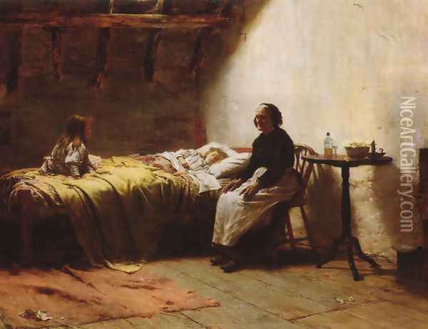 Motherless Oil Painting - Walter Langley
