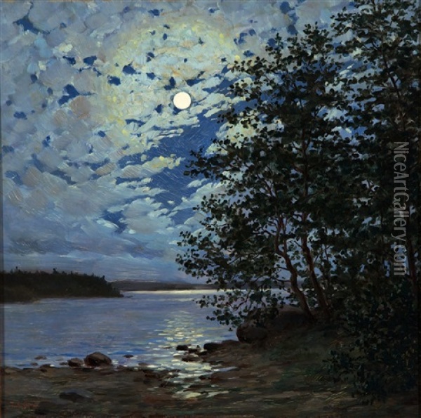 Moonlight Oil Painting - Thure Sundell