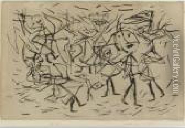 Kinder Und Krahen (children And Crows) Oil Painting - Paul Klee