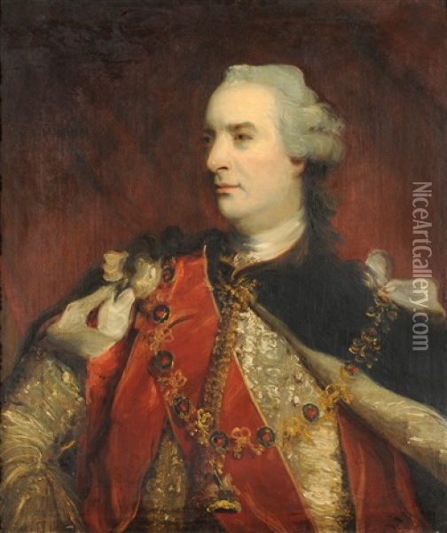 Portrait Of A Nobleman (hugh Percy, 1st Duke Of Northumberland?)wearing A Period Costume, Red Sash And Chain Of Office Oil Painting - James (Thomas J.) Northcote