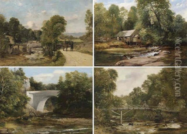 Sketch Of The New Bridge Built By Lord Lynedoch Oil Painting - Frederick Richard Lee