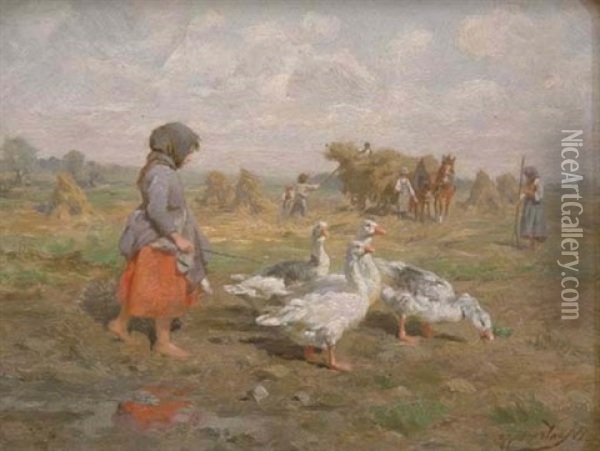 The Duck Girl Oil Painting - Antonis Matteo Montemezzo