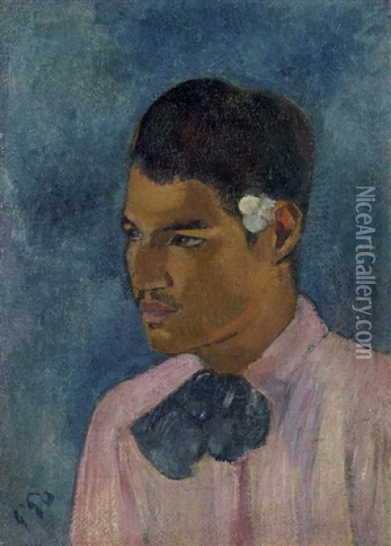 Jeune Homme A La Fleur Oil Painting - Paul Gauguin