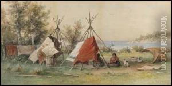 Canoe Encampment Oil Painting - Frederick Arthur Verner