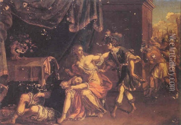Samson And Delilah Oil Painting - Giovanni Bilivert
