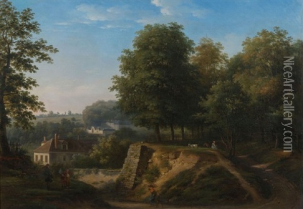 Vue De La Manufacture De Sevres Oil Painting - Jean Baptiste Gabriel Langlace