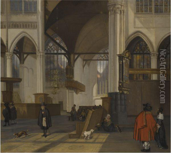 The Interior Of The Oude Kerk Oil Painting - Emanuel de Witte