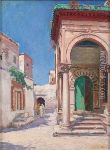 La Medersa Es Slimania, Tunis Oil Painting - Leon Giffard