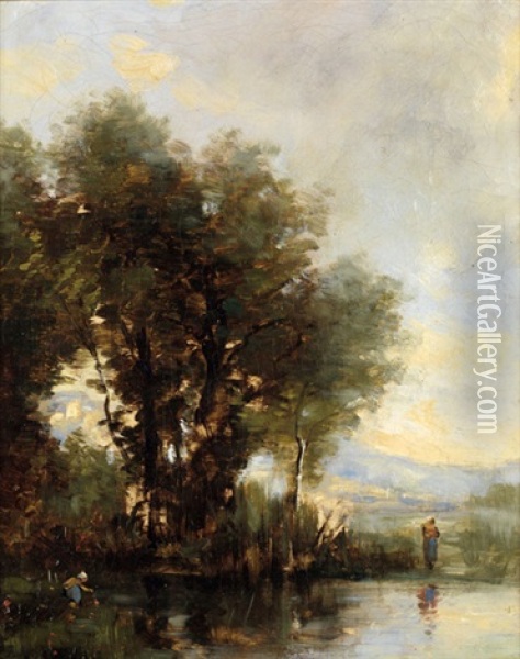 Au Bord Du Lac Oil Painting - Jules Dupre