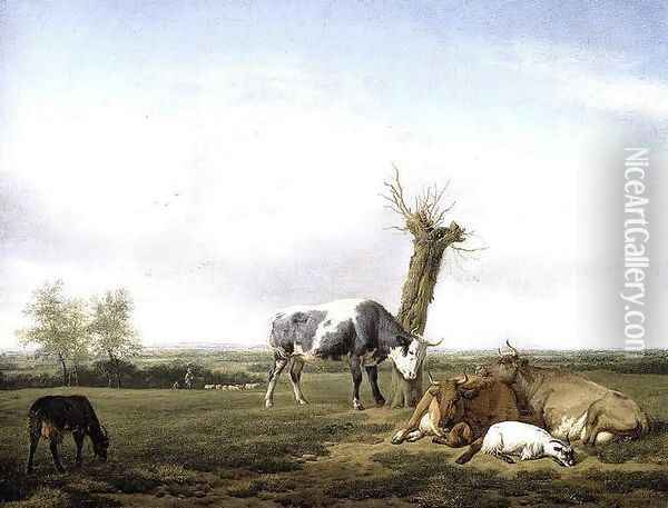 Cattle and Goats in a Meadow 1658 Oil Painting - Adriaen Van De Velde