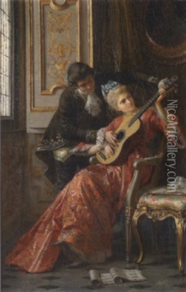 If Music Be The Food Of Love... Oil Painting - Pio Ricci