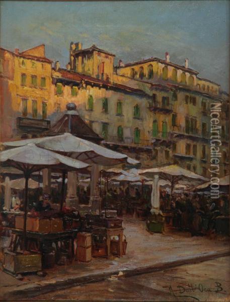 Il Mercato Delle Erbe Oil Painting - Angelo Dall'Oca Bianca