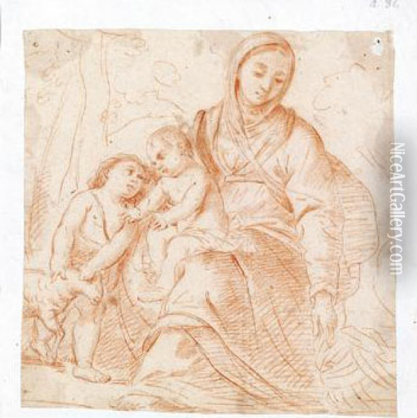 Schule Madonna Mit Kind Und Dem Johannesknaben Oil Painting - Carlo Maratta or Maratti
