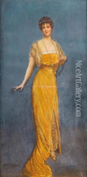 Portrait De Madame Vesnitch Oil Painting - Jean Beraud