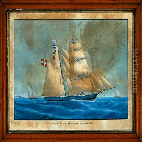 Ship Portrait Of The Danish Brig Amelia Of Bandholm Oil Painting - Andreas Lind