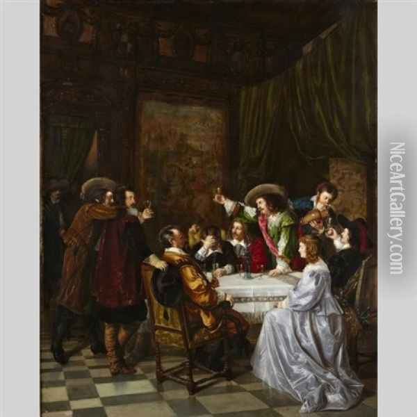 Wedding Toast To The New Suitor Oil Painting - Anton Ebert