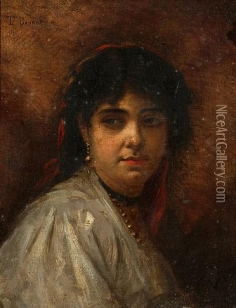Portrait Of A Peasant Girl Oil Painting - Leon Bonnat