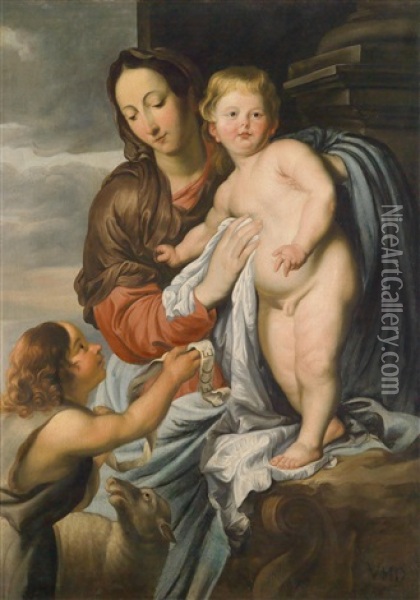 Madonna Mit Kind Und Dem Johannesknaben Oil Painting - Caspar de Crayer