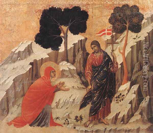 Appearence to Mary Magdalene (Noli me tangere) 1308-11 Oil Painting - Duccio Di Buoninsegna