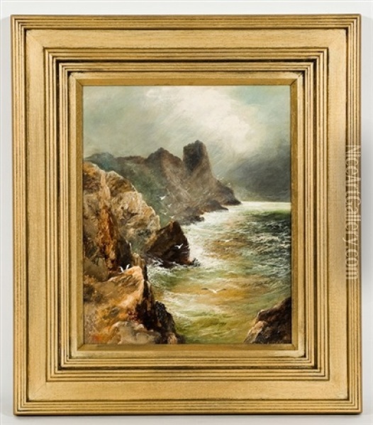 Sunlit Cliffs Oil Painting - Thomas Millie Dow
