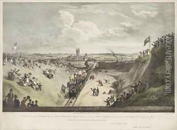 View of the Canterbury and Whitstable Railway from Over the Tunnel Taken on the Opening Day Oil Painting - Thomas Mann Baynes