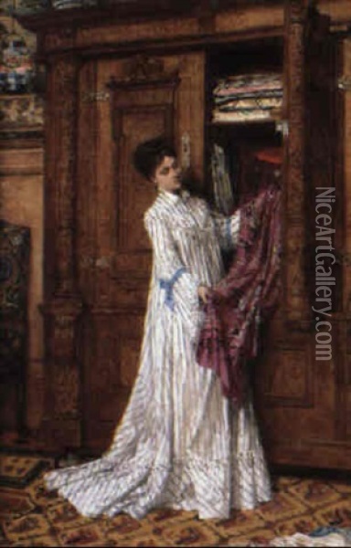The Purple Kimono Oil Painting - Adrien Moreau