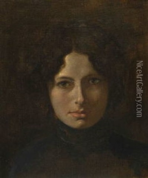 Damenportrat Oil Painting - August Rieper
