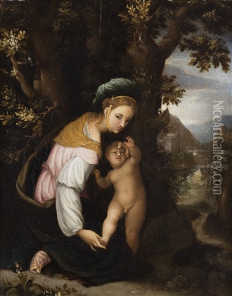 Madonna Col Bambino Oil Painting - Jan (Hans) Soens