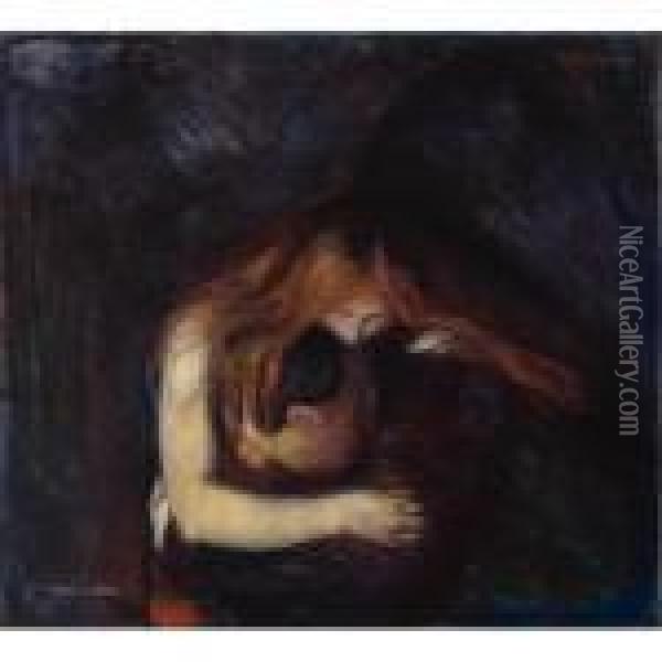 Vampire Oil Painting - Edvard Munch