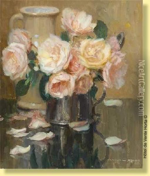 Composition Aux Roses Oil Painting - Marcel Hess