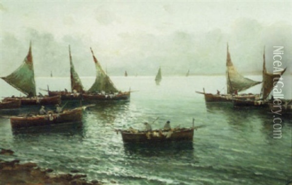 The Return Of The Fishing Fleet Oil Painting - Vincenzo d' Auria