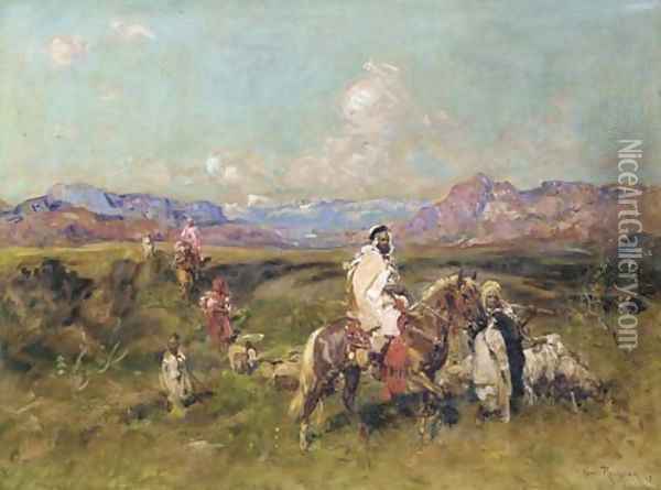 Chieftains in a Landscape Oil Painting - Henri Emilien Rousseau