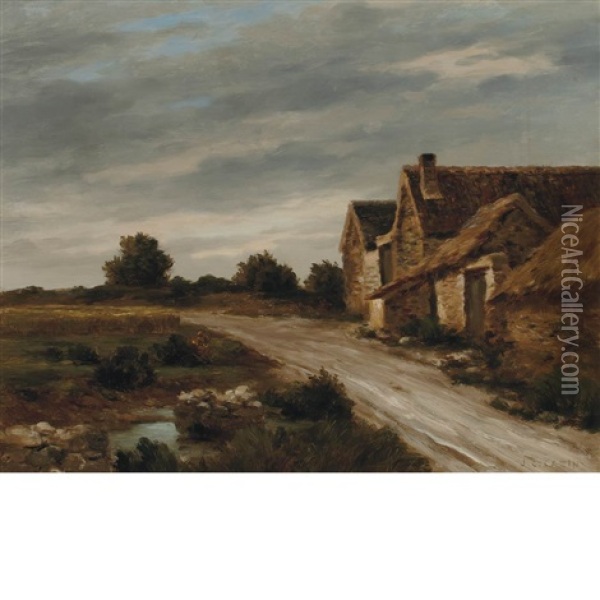 Farmhouse Oil Painting - Jean-Charles Cazin
