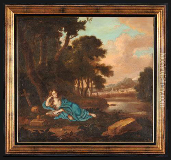 Maddalena Penitente Entro Paesaggio Oil Painting - Henri Gascard