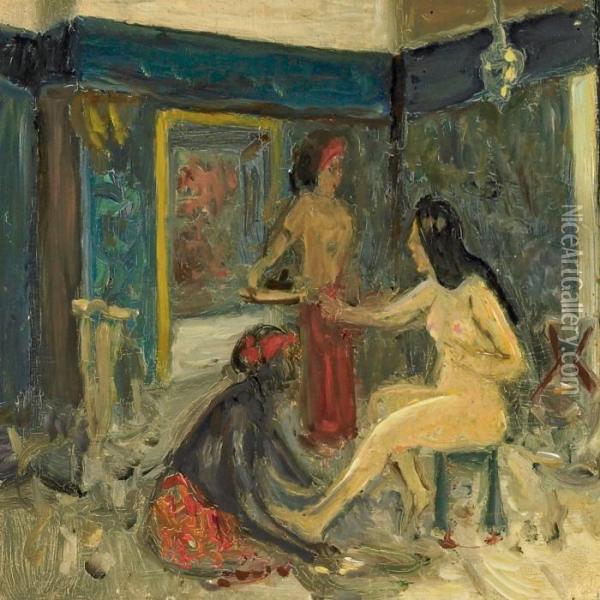 Susanne I Badet Oil Painting - Laurits Regner Tuxen