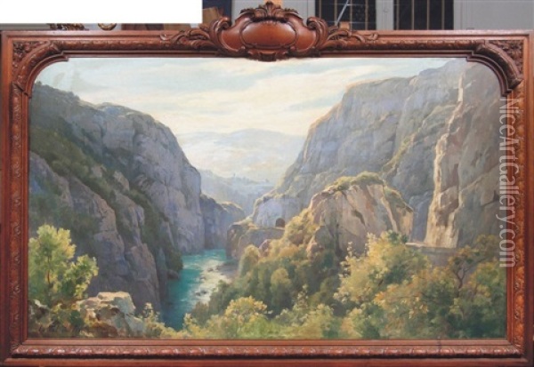 Le Val Du Fier (pres D'aix Les Bains) Oil Painting - Francois Charles Cachoud