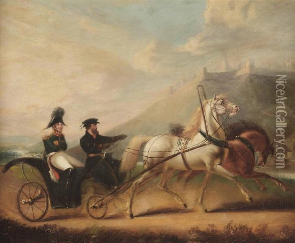 Napoleon In A Horse Ridden Carriage Oil Painting - Cornelius Krieghoff