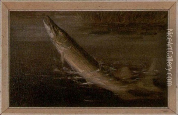 Hooked Pickerel Oil Painting - Harry Driscole
